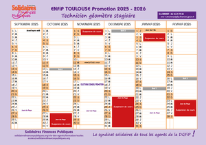 Calendrier techniciens géomètres stagiaires
